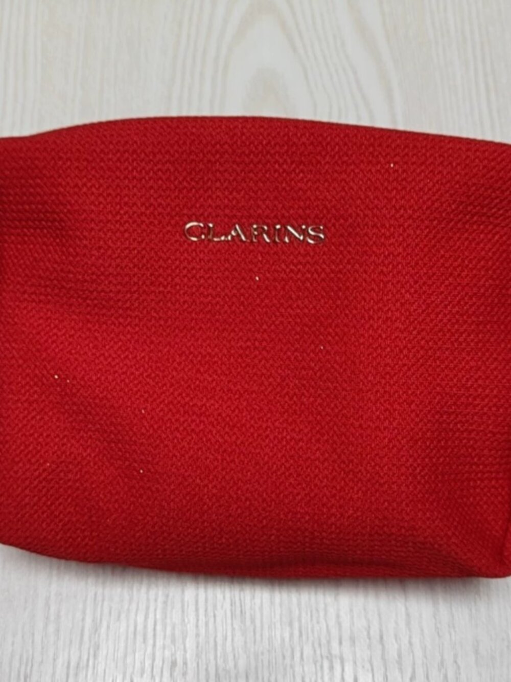 NEW Clarins Recycled Cosmetic Bag Made Of Plastic Bottles Red